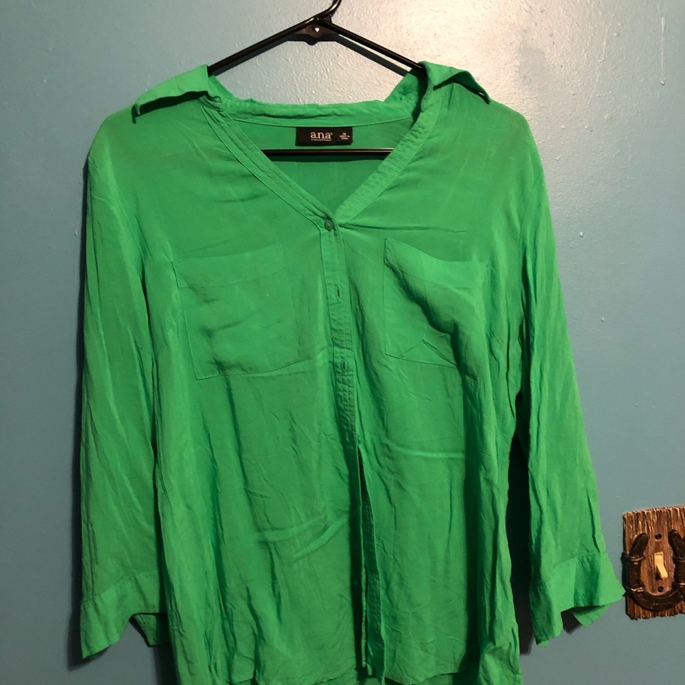 Green Button Up Dress Top